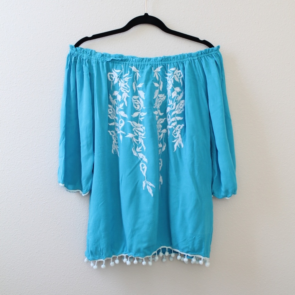 Top/Blouse Embroidery Pom Pom Stylish